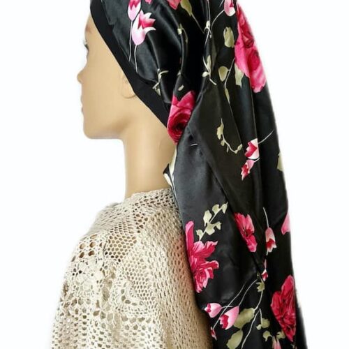 Dreadlock Night Cap Bonnet Floral Black