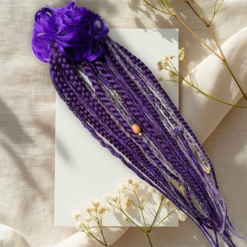 Messy Dread Bun Ponytail Amethyst